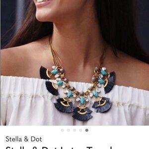 Stella & Dot Gold and Blue Statement Necklace